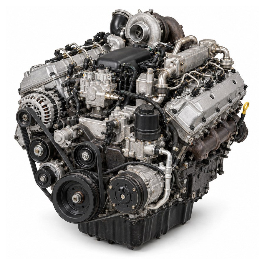 Generated illustration of the GM LBZ 6.6L Duramax V8 engine.