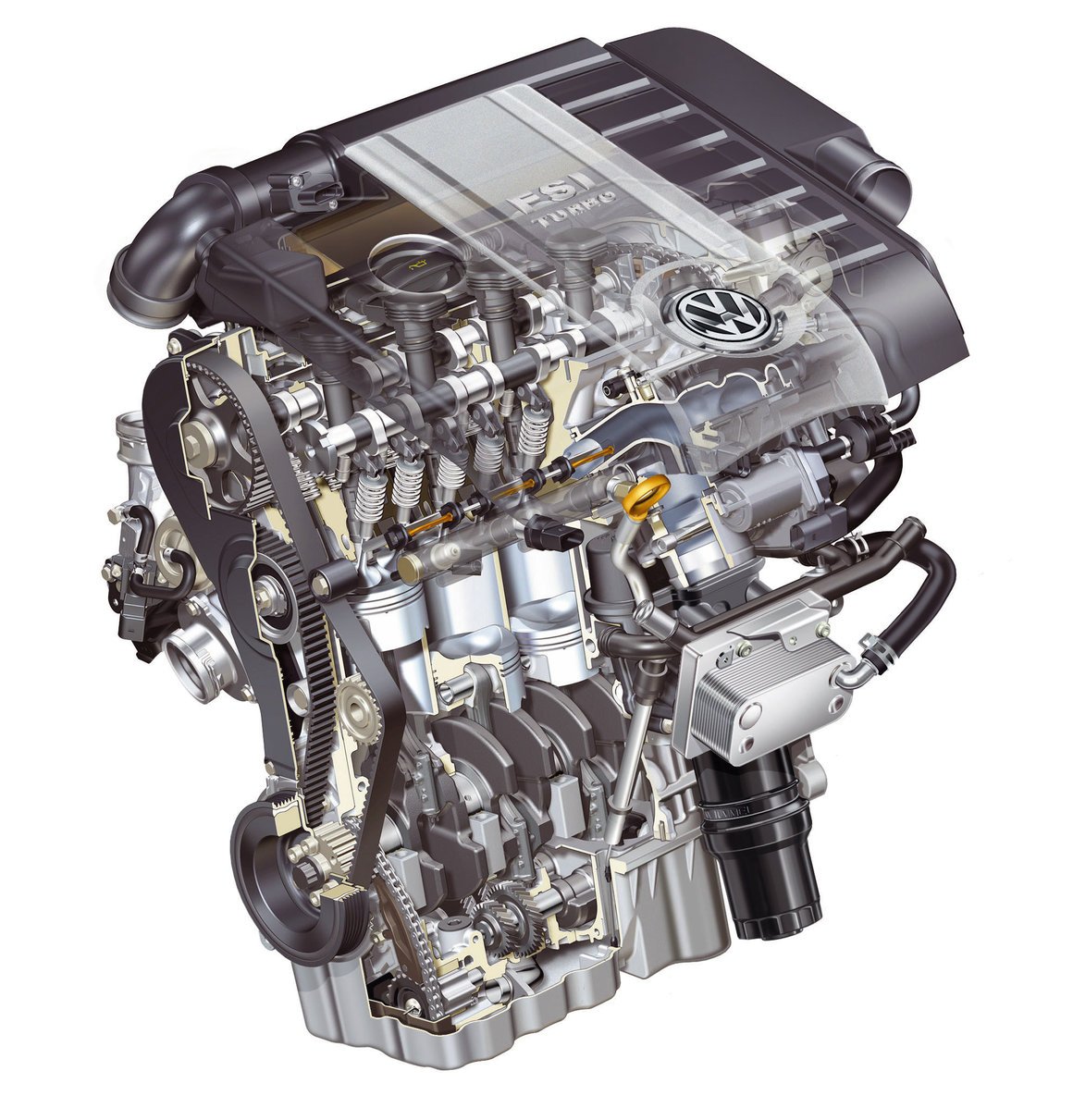 Volkswagen EA113 2.0T FSI complete engine cutaway