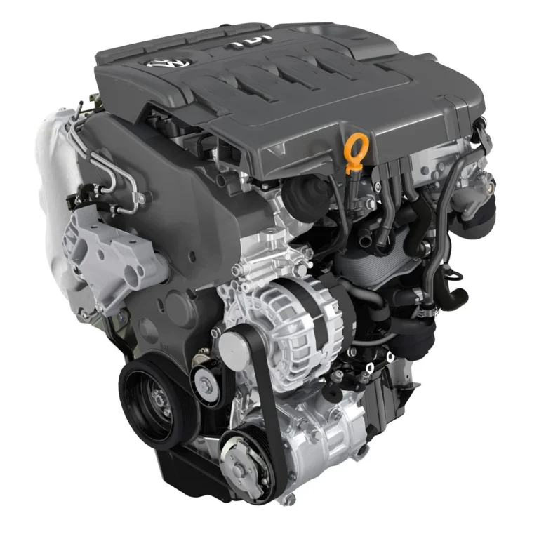 Volkswagen EA288 2.0 TDI engine from the Golf GTD, isolated on white