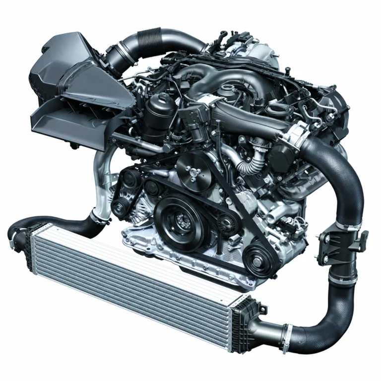 EA897 3.0 V6 TDI engine with intake pipework and front intercooler