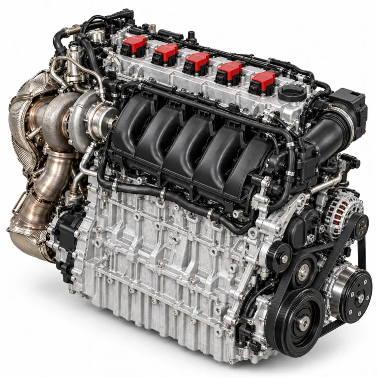 Generated illustration of an EA855 EVO 2.5 TFSI inline-five petrol engine