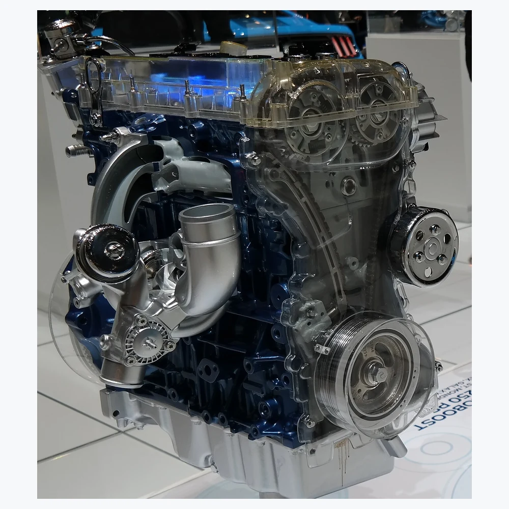 Ford 2.3L EcoBoost cutaway shown in the 2017 Mustang/Focus RS display.